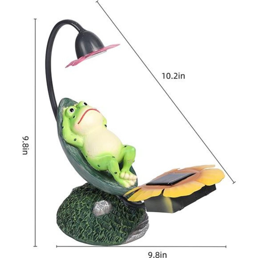Frog Garden Decor Statues w/ Solar Lights Waterproof Solar Frog Statues (Frog 1)